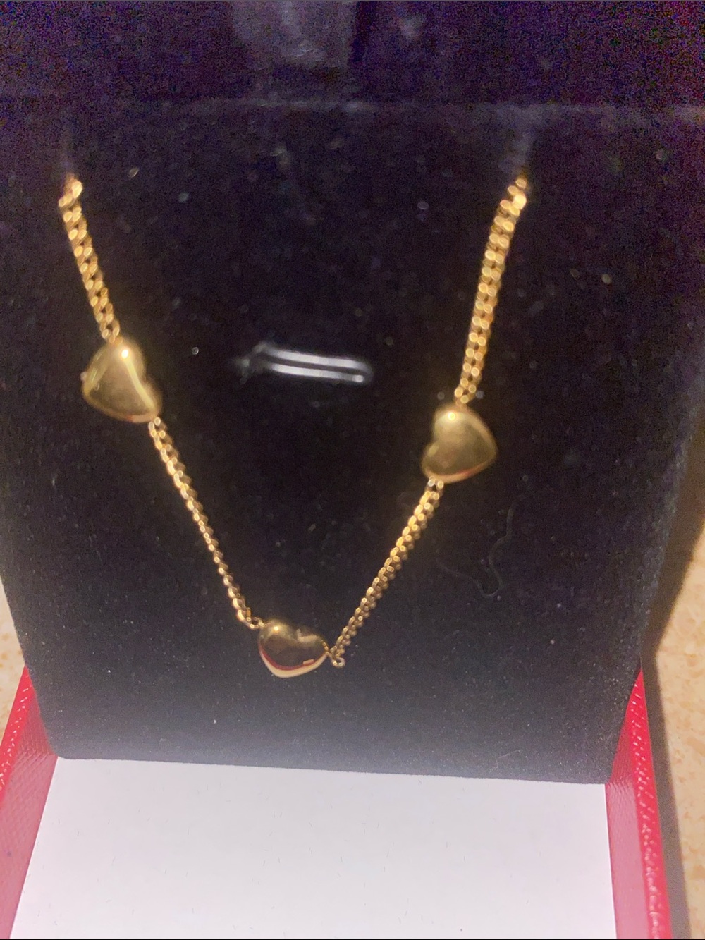 Solid 14K Gold Heart Link Necklace - Women Jewelry
